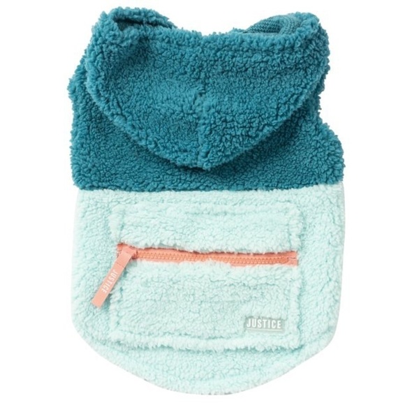🐶 Meduim 🐶 New Justice Pet Polyester Sherpa Dog Hoodie, Turquoise - Picture 6 of 14